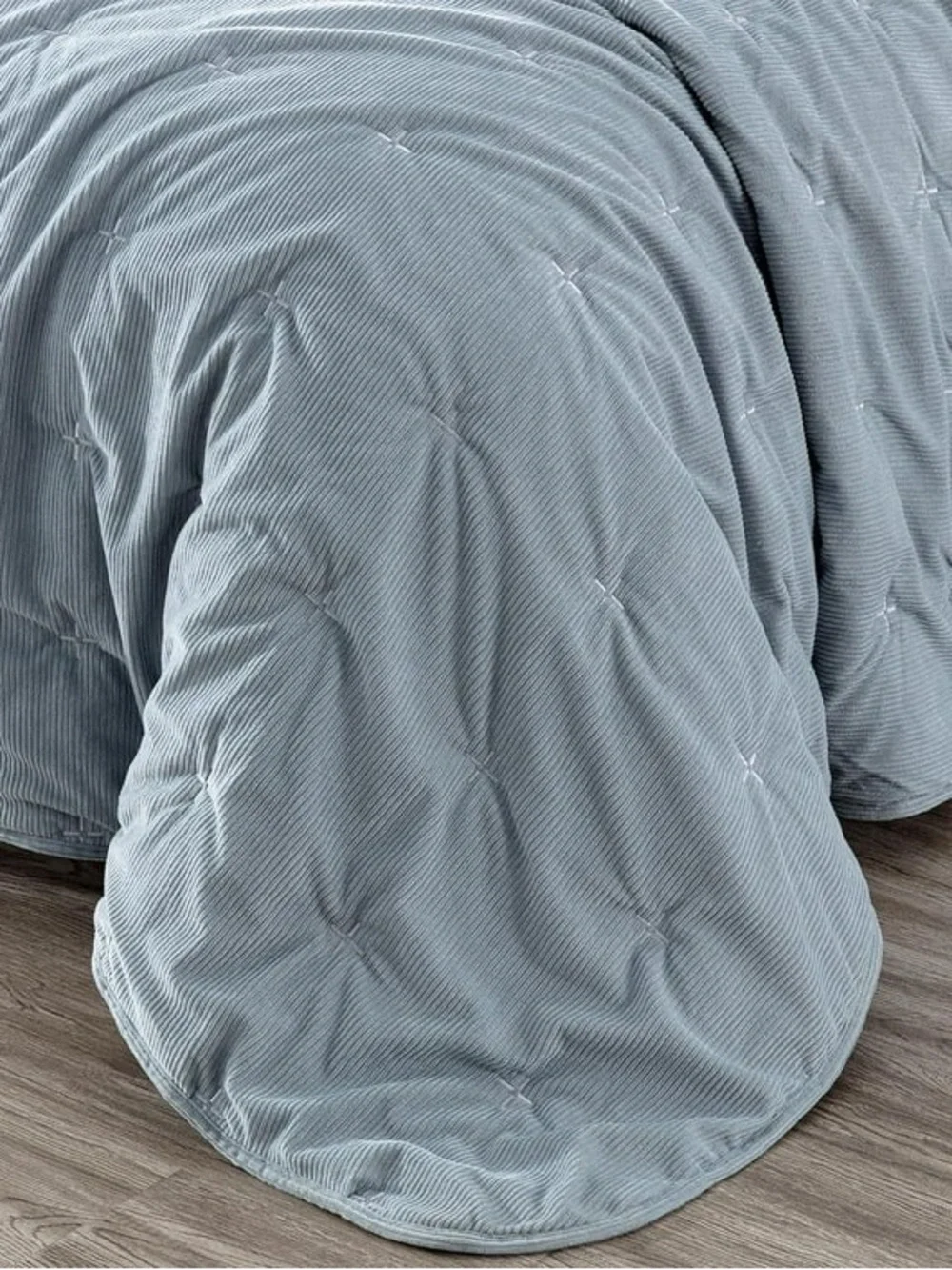 Light Blue corduroyTwin quilt 2 piece Set